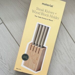 NIB Material the table knives see with Wood Block Holder in Morel new sold out!